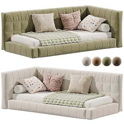 Cozy Kids Bed With Soft Pillows And Multiple Color Options For Bedroom 3d model