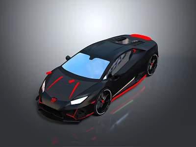 Black Supercar With Red Accents And Carbon Fiber Modern Aerodynamic Design 3d model