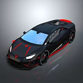 Black Supercar With Red Accents And Carbon Fiber Modern Aerodynamic Design
