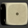 White Ceramic Dice With Holes On Smooth Gray Background Surface
