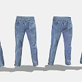 Classic Blue Denim Jeans With Different Styles And Casual Design 3d model