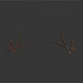 Simple Wooden Branch Structures With Small Figurines On White Background
