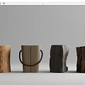Log Low Stool Stakes Wooden Stool 3d model