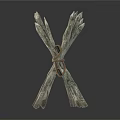 Rustic Wooden Sticks Tied with Ropes Forming Simple Barrier Structure with Rough Texture 3d model