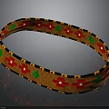 Colorful Woven Belt With Red Green Orange Geometric Patterns And Black Trim