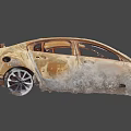 Rusted Damaged Car Body Wreckage After Accident With Corroded Exterior And Broken Parts