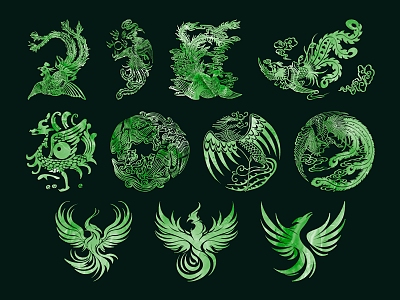 Phoenix National Tide Phoenix Elements Classical Phoenix Undead Bird King of Birds Firebird Color Phoenix Yu Pei Phoenix Tattoo Phoenix Decoration 3d model