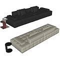 Modern Multiplayer Sofa Lawrence Sofa Leather Sofa Modular Sofa Combination Sofa Three-Seat Sofa Stainless Steel Side 3d model