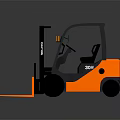 3D Rendered Orange Forklift Truck With Black Accents And Industrial Design Features