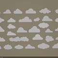 White Clouds Design With Different Sizes And Shapes On Beige Background 3d model