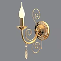 Elegant Gold Wall Lamp With Curved Metal Design And Crystal Pendant