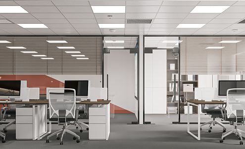 modern public office area open-plan office staff office area aisle office desk chair office card holder 3d model