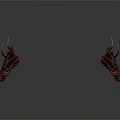 Detailed Organ And Hair Structures With Red Dark Textured Surfaces And Elongated Filament Appendages