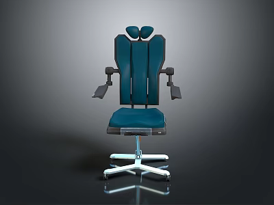 Ergonomic Office Chair with Adjustable Armrests Blue Swivel Base and Wheels 3d model
