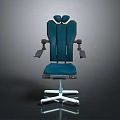 Ergonomic Office Chair with Adjustable Armrests Blue Swivel Base and Wheels