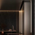 Modern Luxurious Foyer Design With Warm Lighting Dark Wall And Ornaments