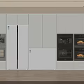 Modern Kitchen With Built In Refrigerator Ovens And White Cabinets Appliances