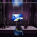 Stylish KTV Lounge with Modern Black Blue Lighting Large TVs and Comfortable Sofas 3d model