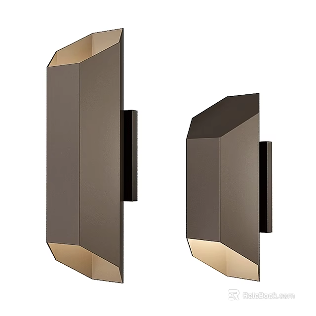 Modern Geometric Wall Lights Featuring Dark Finish And Illuminated Base 3d model