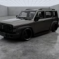 Dark Modern SUV With Rugged Design Large Wheels In Indoor Space 3d model