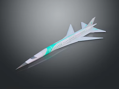 Futuristic Concept Aircraft With Sleek White Body And Light Green Accents 3d model