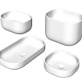 White Ceramic Washbasins In Various Shapes And Sizes With Model Labels