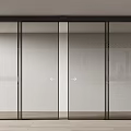 Modern Sliding Glass Door With Black Frame Clear Glass And Control Panel