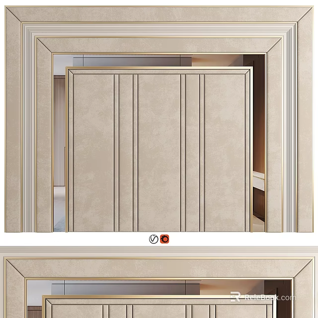 Elegant Modern Beige Wall Hanging With Vertical Stripes Design For Home Decor 3d model 
