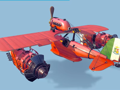 Modern aircraft sea pig diesel punk monoplane 3d model
