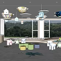 Bright Kindergarten Interior With Colorful Stools Hanging Lamps And Large Windows For Kids