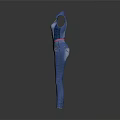 Blue Denim Jumpsuit with Adjustable Straps and Pink Waist Belt for Casual Daily Wear Style