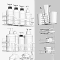 Practical Bathroom Accessories Wall Mounted Shelves With Soap Bottles Toothbrushes Towels And Soap Dishes