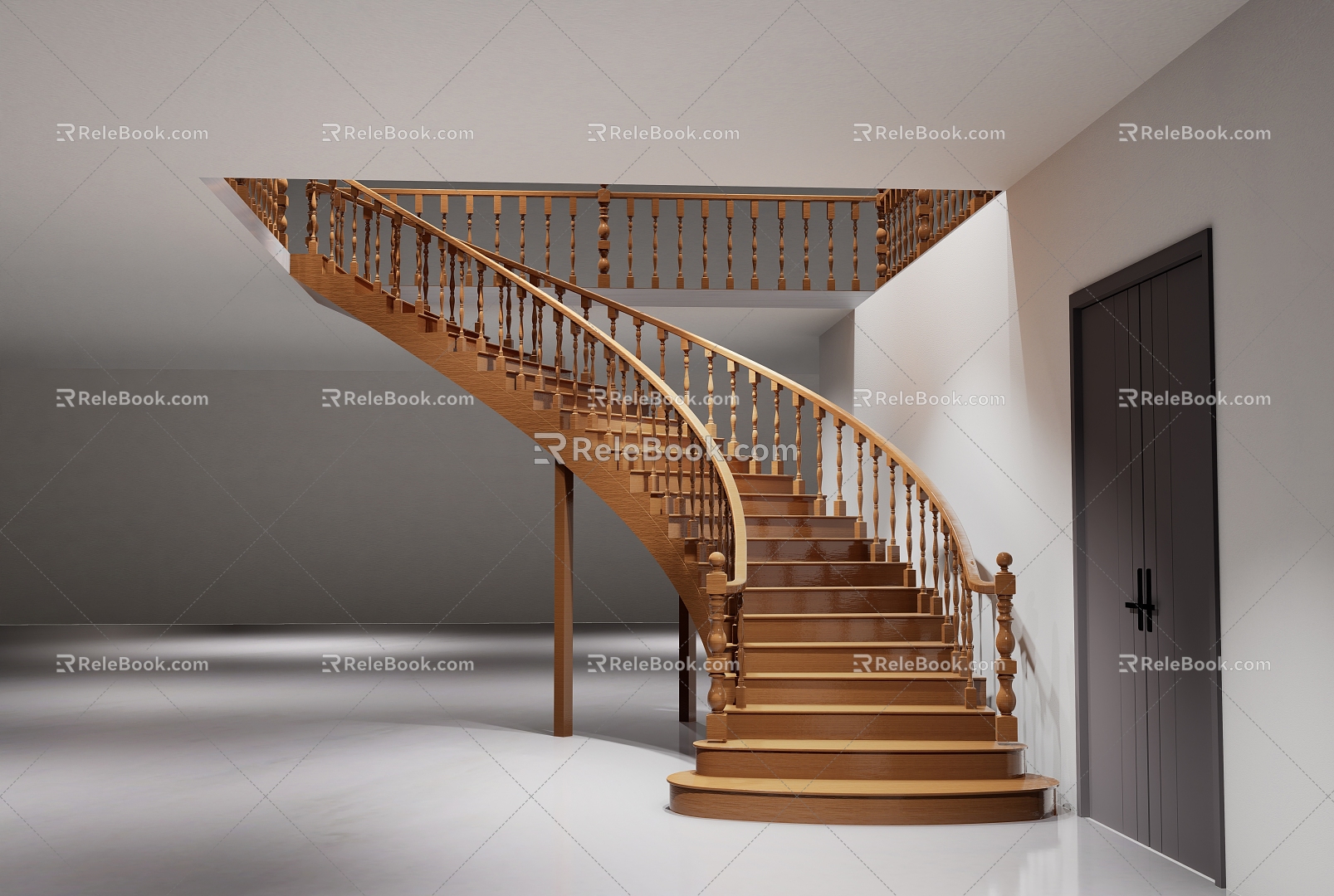 Chinese solid wood staircase 3d model