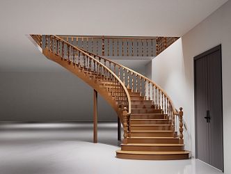 Chinese solid wood staircase 3d model