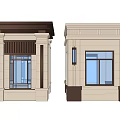 Modern Guard Booth Structure With Stone Walls Glass Windows And Decorative Columns 3d model