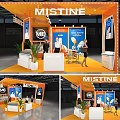 MISTINE Orange Modern Exhibition Booth With Display Panels And Staff Interaction