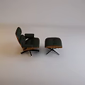 Stylish Leather Leisure Chair With Matching Ottoman And Wooden Swivel Base Design