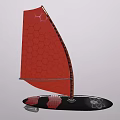 Sailboat Shaped Decorative Ornament Set With Red Hexagonal Pattern And Black Base Details 3d model