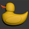 Bright Yellow Rubber Duck With Shiny Surface Orange Beak And Black Eyes