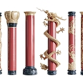 Chinese Carved Column Panlong Pillar 3d model