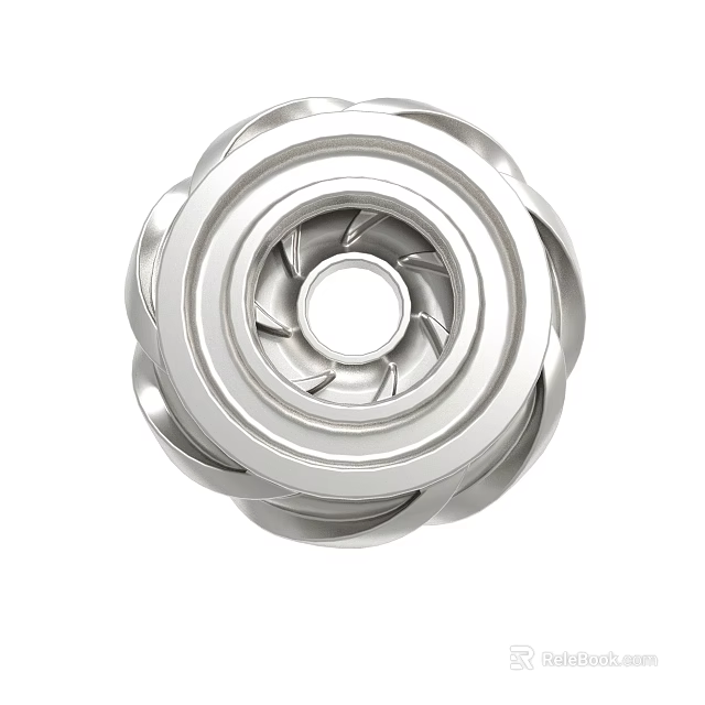 Silver Metal Spiral Decorative Object With Central Hole And Intricate Details 3d model 