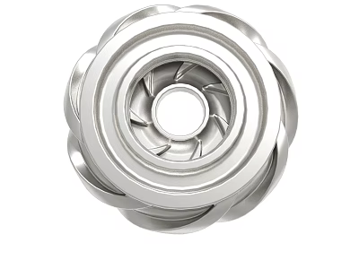 Silver Metal Spiral Decorative Object With Central Hole And Intricate Details 3d model