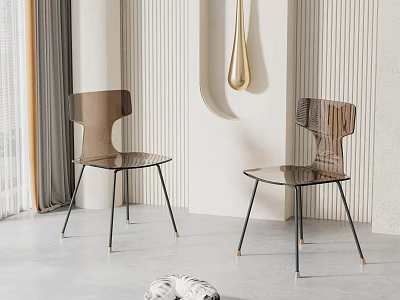 Sleek Transparent Acrylic Accent Chairs With Black Metal Legs In Modern Interior Design 3d model