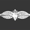 Elegant Silver Diamond Ring with Intricate Wing Shaped Setting and Sparkling Gemstone