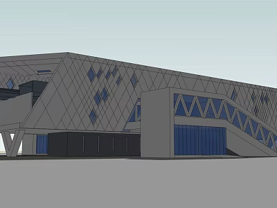 Modern Contemporary Building Design With Geometric Facade And Glass Curtain Walls 3d model