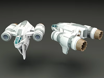 Sci Fi Spaceship Model Design With Twin Engines And Detailed Structure 3d model