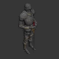 Medieval Knight Armor With Silver Metallic Finish Gold Accents And Red Sword Cross Emblem