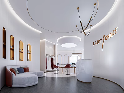 Modern Luxury Public Office Interior Space With Elegant Sofa And Stylish Chandelier 3d model