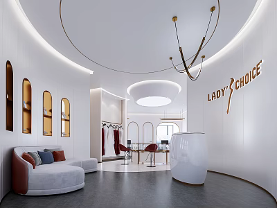 Modern Luxury Public Office Interior Space With Elegant Sofa And Stylish Chandelier 3d model