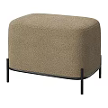 Modern Beige Bouclé Fabric Sofa Stool With Black Metal Legs For Living Room